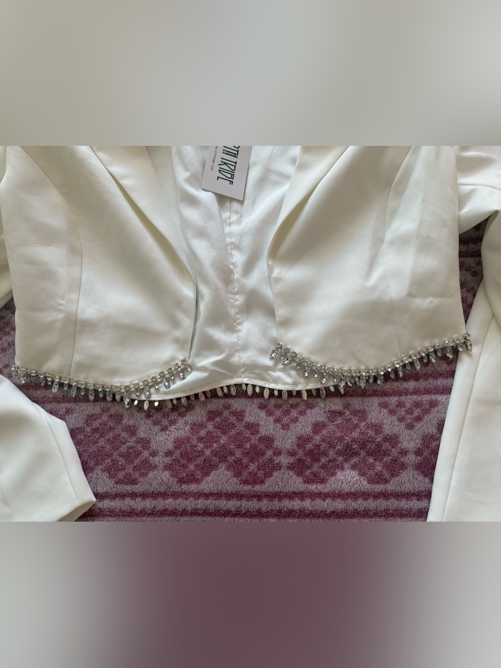 NWT 12th Tribe White Rhinestone Cropped Blazer Bridal Glam XL - Picture 2 of 13